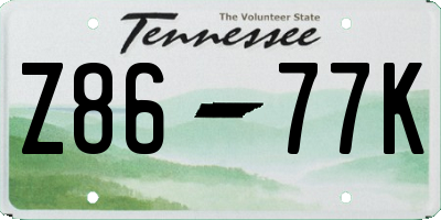 TN license plate Z8677K