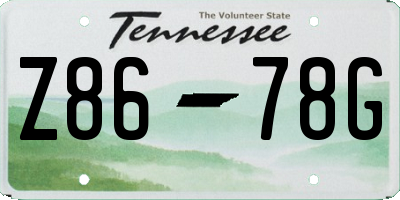 TN license plate Z8678G