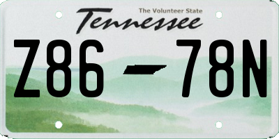 TN license plate Z8678N