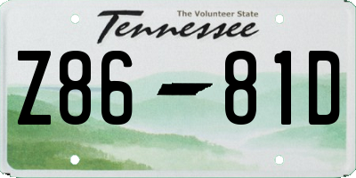 TN license plate Z8681D