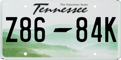 TN license plate Z8684K