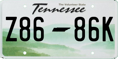 TN license plate Z8686K