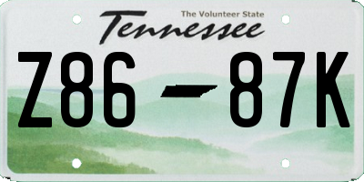 TN license plate Z8687K
