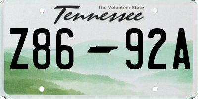 TN license plate Z8692A