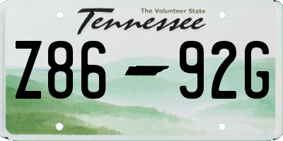 TN license plate Z8692G