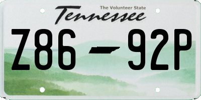 TN license plate Z8692P