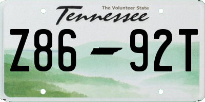 TN license plate Z8692T
