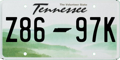 TN license plate Z8697K