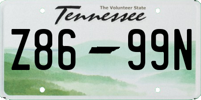 TN license plate Z8699N