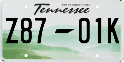 TN license plate Z8701K