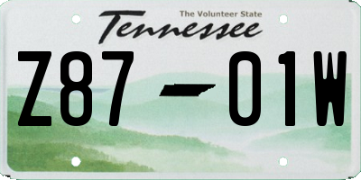 TN license plate Z8701W