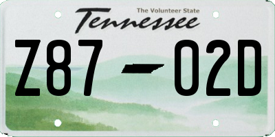 TN license plate Z8702D