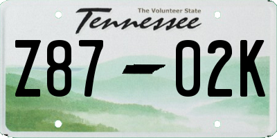 TN license plate Z8702K