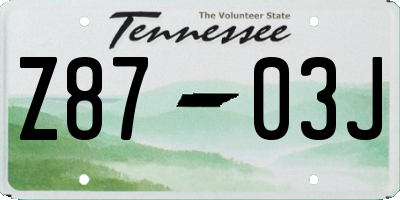 TN license plate Z8703J