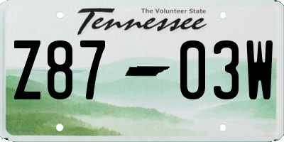 TN license plate Z8703W