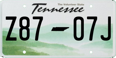 TN license plate Z8707J