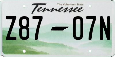 TN license plate Z8707N
