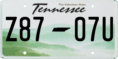 TN license plate Z8707U