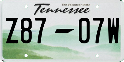 TN license plate Z8707W
