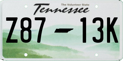 TN license plate Z8713K