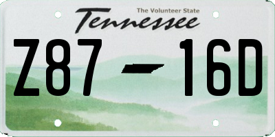 TN license plate Z8716D