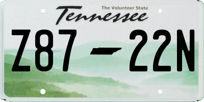TN license plate Z8722N