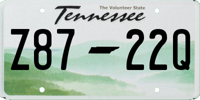 TN license plate Z8722Q