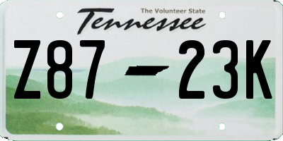 TN license plate Z8723K
