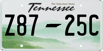 TN license plate Z8725C