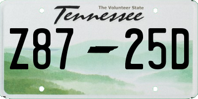 TN license plate Z8725D