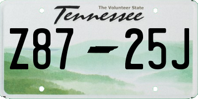 TN license plate Z8725J