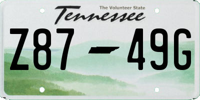 TN license plate Z8749G