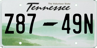 TN license plate Z8749N