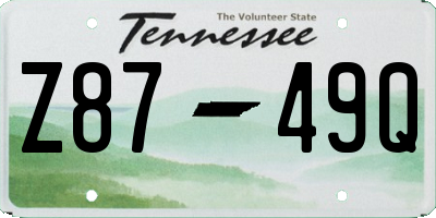 TN license plate Z8749Q