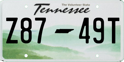 TN license plate Z8749T