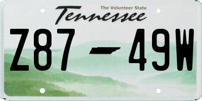 TN license plate Z8749W