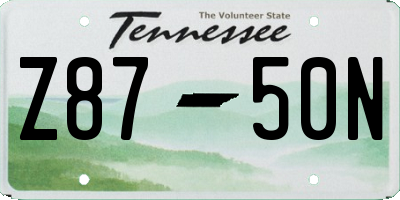 TN license plate Z8750N