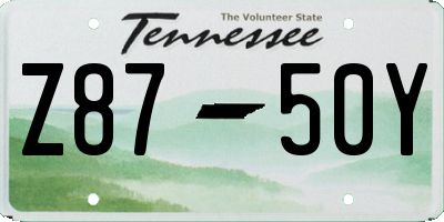TN license plate Z8750Y