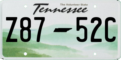 TN license plate Z8752C
