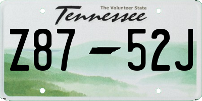 TN license plate Z8752J