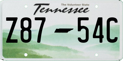 TN license plate Z8754C