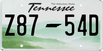 TN license plate Z8754D