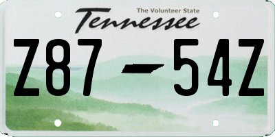 TN license plate Z8754Z