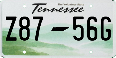 TN license plate Z8756G
