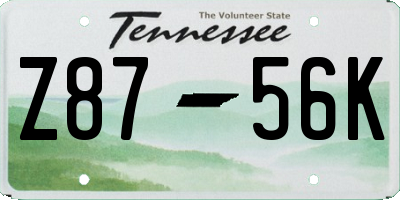 TN license plate Z8756K