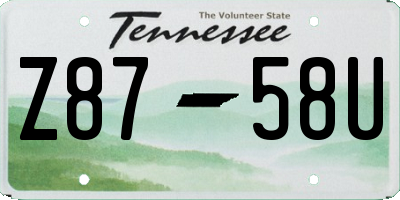 TN license plate Z8758U