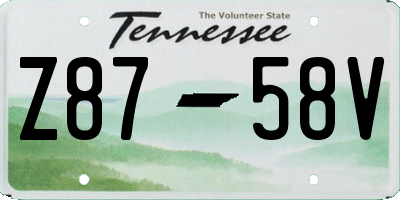 TN license plate Z8758V