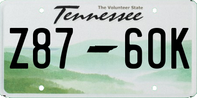 TN license plate Z8760K