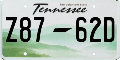 TN license plate Z8762D