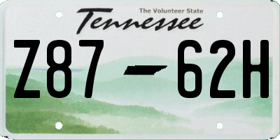 TN license plate Z8762H